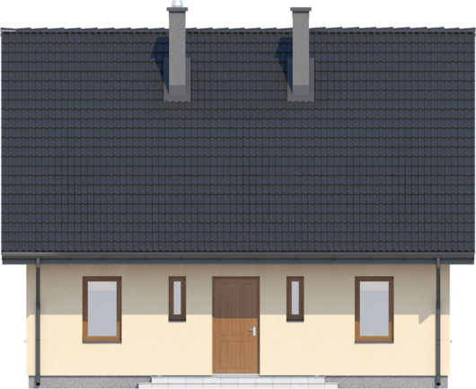 Фасад мансардного дома с террасой S129 - вид спереди