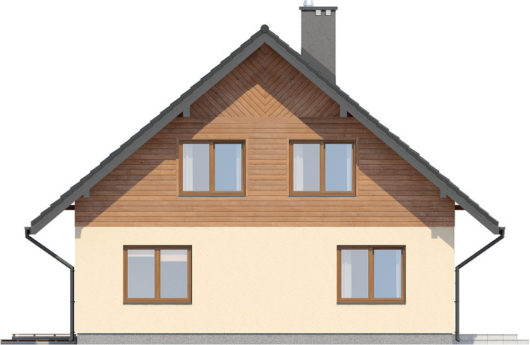 Фасад мансардного дома с террасой S129 - вид справа