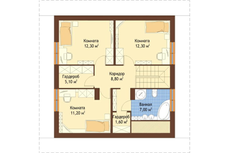 План 2 этажа мансардного дома с террасой S129