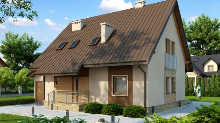 Проект мансардного дома с террасой и гаражом S131 - фото №2