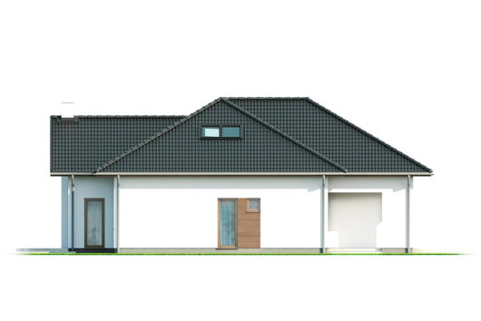 Фасад мансардного дома с террасой и гаражом S137 - вид справа