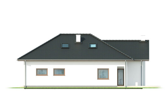Фасад мансардного дома с террасой и гаражом S137 - вид слева