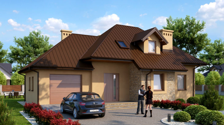 Проект мансардного дома с террасой и гаражом S138 - фото №2