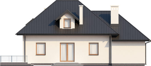 Фасад мансардного дома с террасой и гаражом S138 - вид сзади