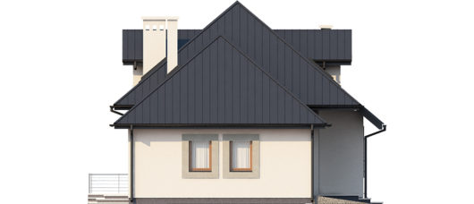 Фасад мансардного дома с террасой и гаражом S138 - вид справа