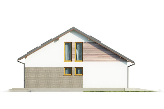 Фасад мансардного дома с террасой и гаражом S141 - вид слева