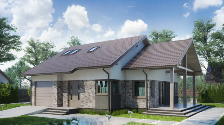 Проект мансардного дома с террасой и гаражом S141 - фото №2