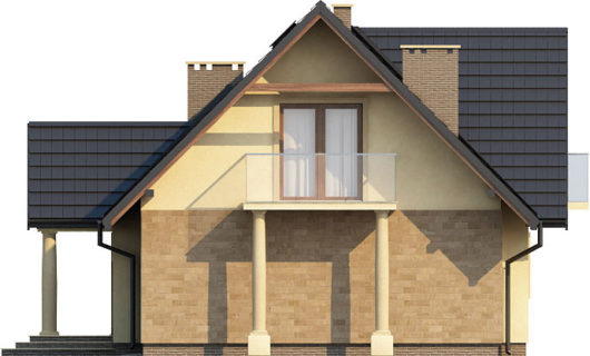 Фасад мансардного дома с гаражом S143 - вид слева