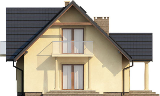 Фасад мансардного дома с гаражом S143 - вид справа
