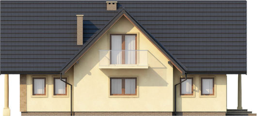 Фасад мансардного дома с гаражом S143 - вид сзади