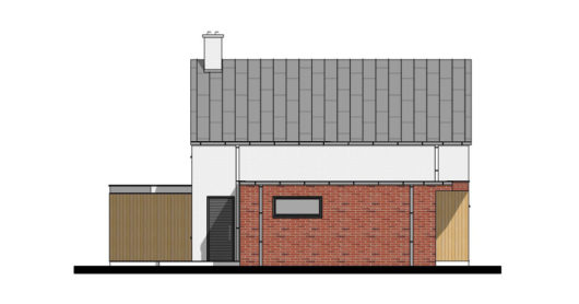 Фасад мансардного дома с террасой и гаражом S70 - вид слева