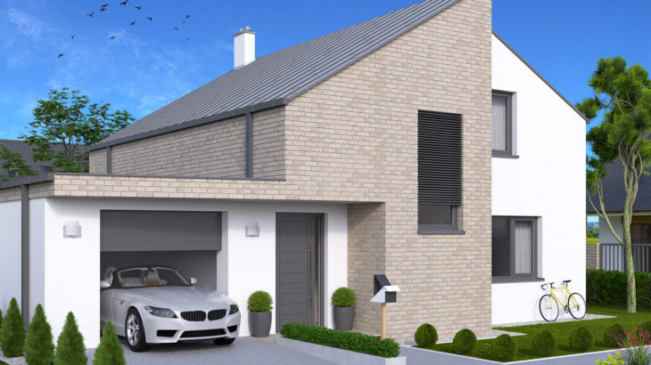 Проект мансардного дома с террасой и гаражом S70 - фото №1