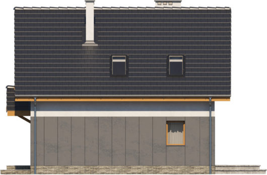 Фасад мансардного дома с террасой и гаражом S93 - вид слева