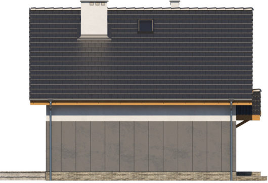 Фасад мансардного дома с террасой и гаражом S93 - вид справа