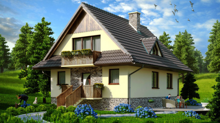 Проект мансардного дома с террасой S99 - фото №1