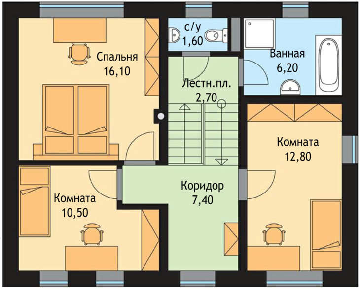 План 2 этажа двухэтажного дома V29