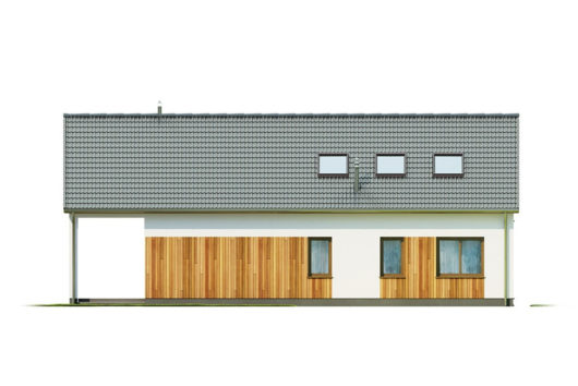 Фасад мансардного дома с террасой S135 - вид сзади