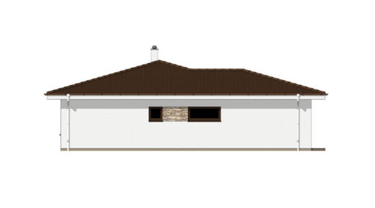 Фасад одноэтажного дома с террасой и гаражом P120 - вид слева