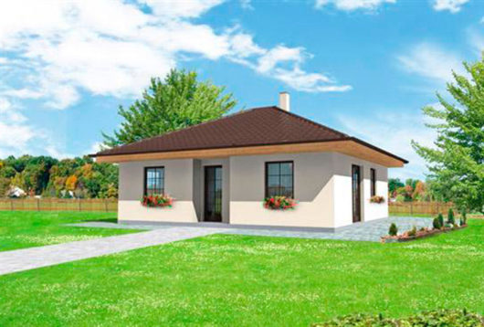 Проект одноэтажного дома с террасой P66 - фото №1