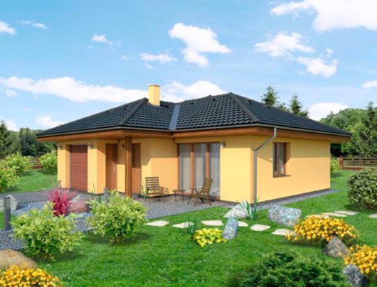 Проект одноэтажного дома с гаражом P83 - фото №1