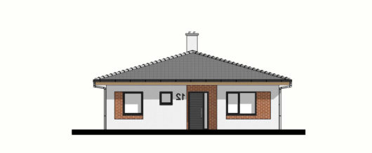 Фасад одноэтажного дома с террасой P99 - вид спереди