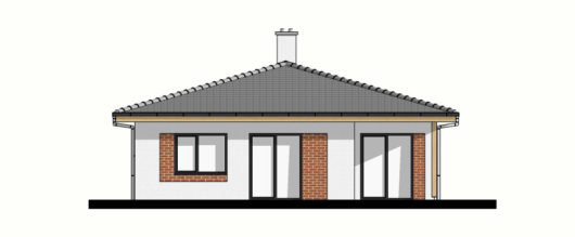 Фасад одноэтажного дома с террасой P99 - вид сзади