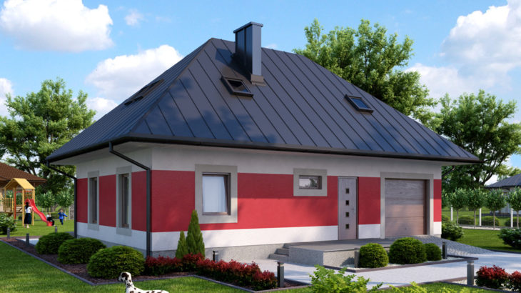 Проект мансардного дома с террасой и гаражом S103 - фото №1