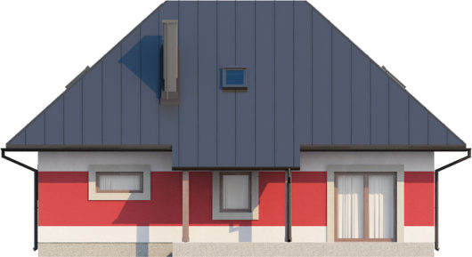 Фасад мансардного дома с террасой и гаражом S103 - вид сзади