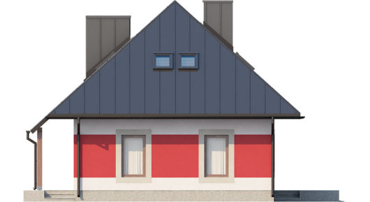 Фасад мансардного дома с террасой и гаражом S103 - вид справа