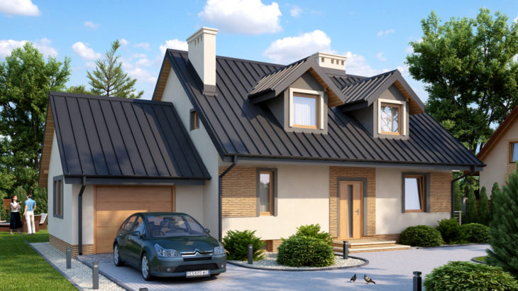 Проект мансардного дома с террасой, гаражом и подвалом S144 - фото №3