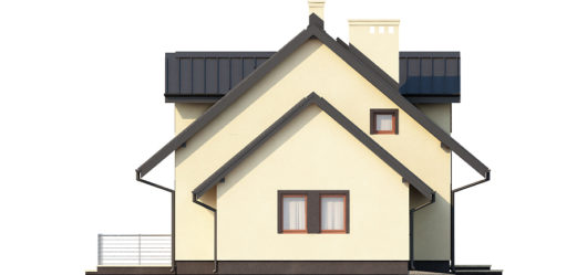 Фасад мансардного дома с террасой, гаражом и подвалом S144 - вид справа