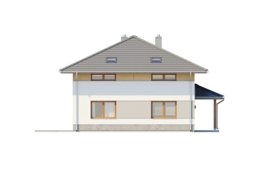 Фасад мансардного дома с террасой - вид справа