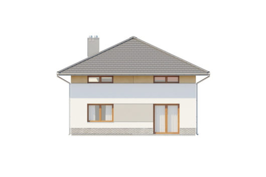 Фасад мансардного дома с террасой - вид сзади