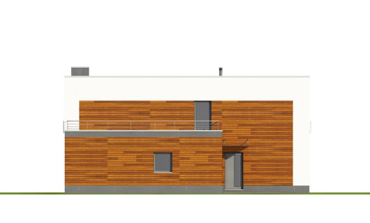 Фасад двухэтажного дома с гаражом V34 - вид сзади